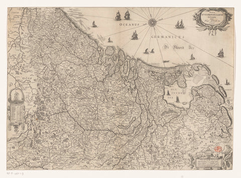 Map of the Netherlands, Baptista van Doetechum, 1666 Canvas Print