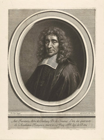 Portrait of Antoine Furetière, Gerard Edelinck, 1666-1707 Canvas Print