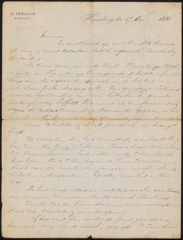 Letter to Philip Zilcken, Arij Prins, 1886 Canvas Print