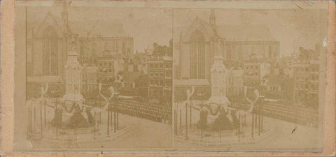 Onthulling van Naatje (het Monument ter herinnering aan de Volksgeest van 1830-1831) op de Dam in Amsterdam, Pieter Oosterhuis (possibly), 1856 Canvas Print