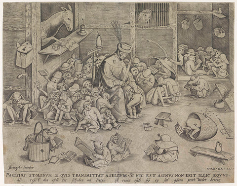 De ezel in school, Pieter van der Heyden, 1557 Canvas Print