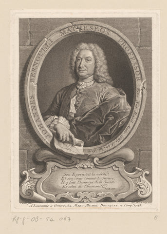 Portrait of Johann Bernoulli, Georg Friedrich Schmidt, 1743 Canvas Print