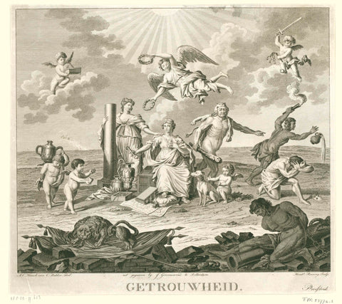 Allegory on fidelity, 1795, Hendrik Roosing, 1795 Canvas Print