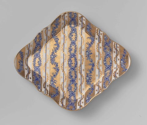 Dish with vertical borders, Porzellanmanufaktur Frankenthal, c. 1765 - c. 1770 Canvas Print