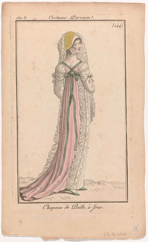 Journal des Dames et des Modes, Costume Parisien, 12 September 1800, Year 8, (244) : Chapeau de Paill (...), anonymous, 1800 Canvas Print