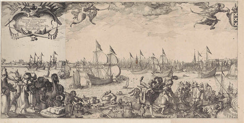 Profile of Amsterdam, seen from the IJ (plates 1 and 2), Claes Jansz. Visscher (II), 1611 Canvas Print