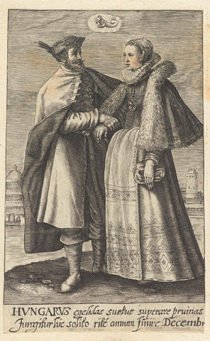 December: couple from Hungary, Crispijn van de Passe (II), 1604 - 1670 Canvas Print