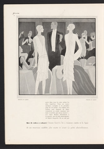 Femina, Mars 1928: 8: Two dresses with volants, of Philippe & Gaston, Juan Moreno Tejada, 1928 Canvas Print