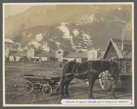 Presumably Italian soldier transports ammunition with a farm cart in the Dolomites, Henri de Rothschild (attributed to), 1916 Canvas Print