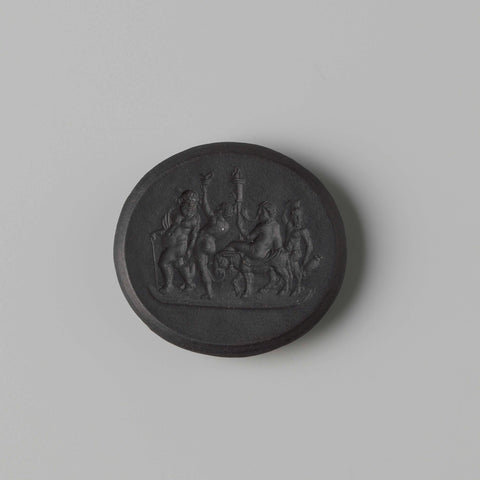 Black stoneware seal stamp depicting a Bacchus procession from the Wedgwood and Bentley factory, Wedgwood & Bentley, 1788 Canvas Print