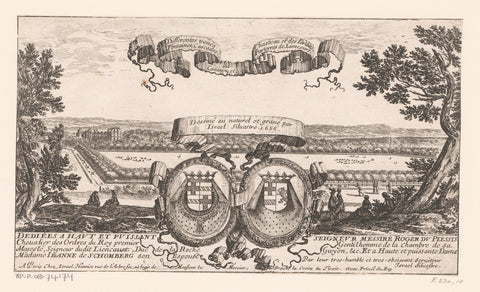 Title print with view of the castle of Rochefoucauld, Israel Silvestre, 1656 Canvas Print