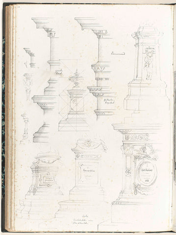 Capitals and pedestals, anonymous, c. 1866 - c. 1900 Canvas Print