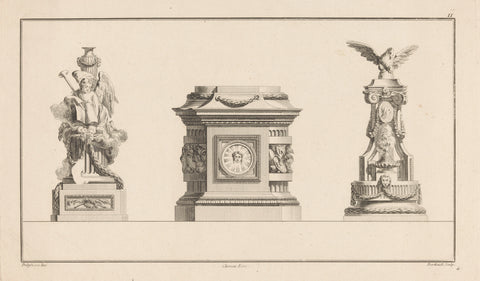 Two monuments and a pedestal, Berthault, Jacques-François Chéreau, 1771 Canvas Print