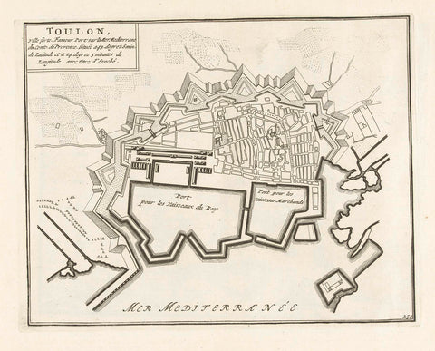 Map of Toulon, c. 1702, anonymous, 1702 - 1703 Canvas Print