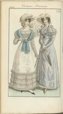 Journal des Dames et des Modes, editie Frankfurt 23 September 1821, Costumes Parisiens (39), anonymous, 1821 Canvas Print