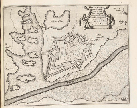 Map of Fuenterrabia, ca. 1693-1696, anonymous, 1693 - 1696 Canvas Print