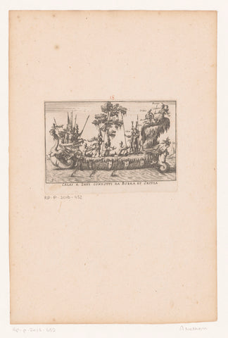 Galley with Calaïs, Zetes, Boreas and Oreithyia, anonymous, 1624 - 1631 Canvas Print