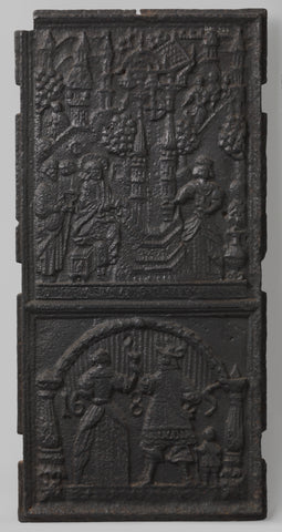 Stove plate with Christ and the Samaritan woman, unknown, in or after 1685 - c. 1700 Canvas Print