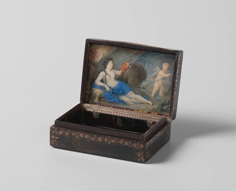 Snuffbox with a depiction of Venus, Amor and a Turkey, anonymous, anonymous, c. 1750 Canvas Print