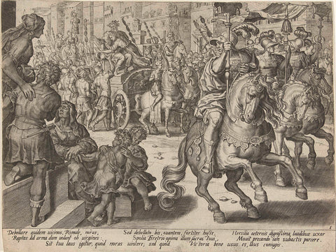 Romulus and Hersilia on a victory cart, Pieter Jalhea Furnius, 1573 Canvas Print