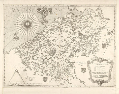 Map of Flanders and Hainaut, 1555, Jacob Bos, 1555 Canvas Print