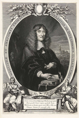 Portrait of IJsbrand van Diemerbroeck, Jan Edelinck, 1658 - 1680 Canvas Print