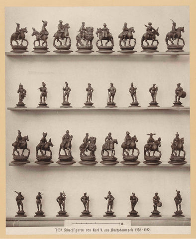 Chess pieces of Charles V from boxwood, anonymous, 1869 - 1887 Canvas Print