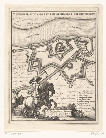 Floor plan of the House in Gennep with the fortifications built by the Spaniards, 1641, Claes Jansz. Visscher (II) (attributed to), 1641 Canvas Print