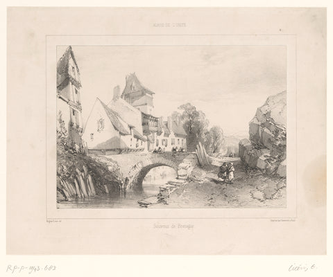 View in a Breton village, Eugène Cicéri, 1843 Canvas Print