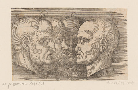 Models for four faces of men, anonymous, Hans Sebald Beham, 1565 Canvas Print