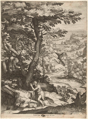 Landscape with John the Baptist, Cornelis Cort, c. 1573 Canvas Print