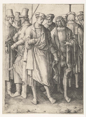 Nine Men, Lucas van Leyden, 1508 - 1512 Canvas Print