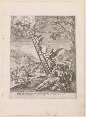 Jakob's Ladder, Raphaël Sadeler (I), 1580 Canvas Print