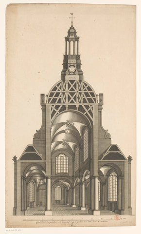 Cross section of a dome church for the Botermarkt in Amsterdam, Joost van Sassen, 1736 Canvas Print