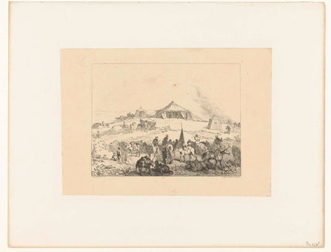 Legerkamp met tenten en soldaten en paarden in Algerije, Félix Bracquemond, 1862 Canvas Print