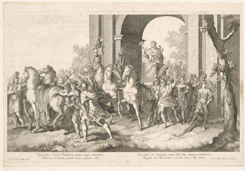 Military procession with Alexander the Great on triumphal wagon, Domenico Rossetti, 1660 - 1736 Canvas Print