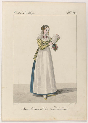 Costume de divers Pays, 1827, No. 32 : Jeune Dame de la Nord-hollande, Georges Jacques Gatine, 1827 Canvas Print