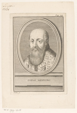 Portrait of song writer Carlo Lenzóni, J. Verkruys, 1750 Canvas Print