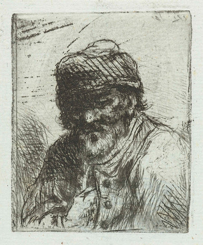 Bearded old man with hat, Jan Chalon, c. 1748 - c. 1795 Canvas Print