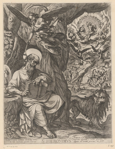 H. Hieronymus in the wilderness contempling over the last judgement, Antonio Tempesta, 1592 Canvas Print