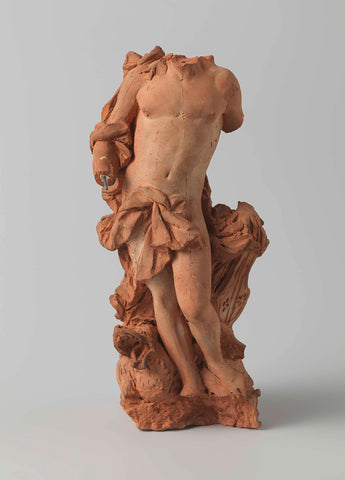 Study of a standing Apollo with lyre, for a garden sculpture., Ignatius van Logteren, c. 1725 Canvas Print