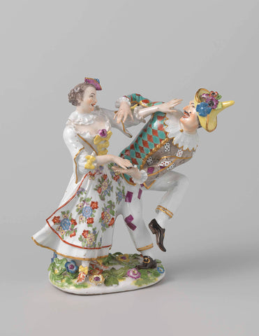 Harlequin and Columbine, Meissen porcelain manufactory, c. 1740 - c. 1744 Canvas Print