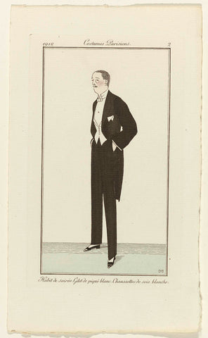 Journal des Dames et des Modes, 1912, Costumes Parisiens, no. 2: Habit de soiré (...), Bernard Boutet de Monvel, 1912 Canvas Print