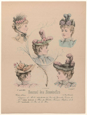 Journal des Demoiselles, 1 April 1894, No. 4984 bis : Chapeaux de Melle Hélén (...), anonymous, 1894 Canvas Print