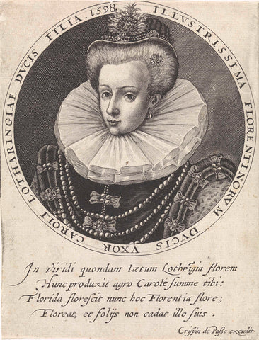 Portrait of Christina van Lorraine, Crispijn van de Passe (I), 1598 Canvas Print