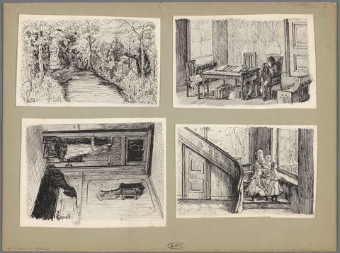 Four illustrations at: Nannie van Wehl, De buren, 1907, anonymous, in or before 1907 Canvas Print