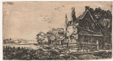 House with the three chimneys, Pieter de With (attributed to), c. 1650 - c. 1660 Canvas Print