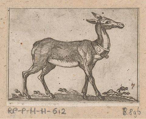 Standing deer, Antonio Tempesta, 1565 - 1630 Canvas Print