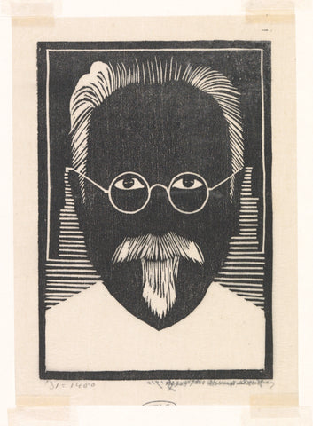 Self-portrait with glasses and sik, Samuel Jessurun de Mesquita, 1930 Canvas Print