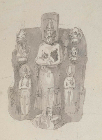 Sculpture group of Candi Singasari, East Java, Adrianus Johannes Bik, 1822 Canvas Print